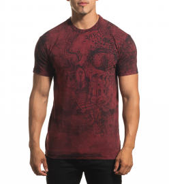 Футболка Affliction Phychosis A24332 Burnt Red Lava Wash