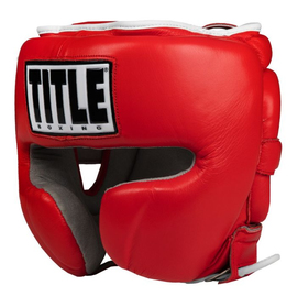 Шолом Title Boxing Leather Sparring Headgear Red