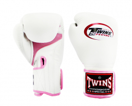 Боксерские перчатки Twins Velcro Mesh Edition BGVLA1 White Pink