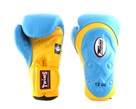 Боксерские перчатки Twins Velcro Extra Design BGVL6-AV Yellow Lightblue