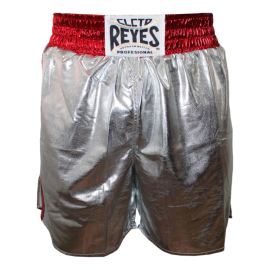 Cleto Reyes Boxing Trunks Silver Skin Lycra Red