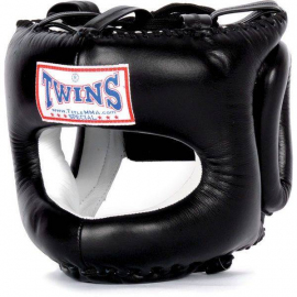 Боксерский шлем с металлическим каркасом Twins HGL10 Black