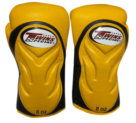Боксерские перчатки Twins Velcro Extra Design BGVL6 Black Yellow, Фото № 2