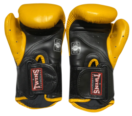 Боксерские перчатки Twins Velcro Extra Design BGVL6 Black Yellow, Фото № 3