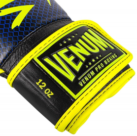Боксерские перчатки Venum Hammer Pro Velcro Nappa leather Loma Edition Blue Yellow, Фото № 3