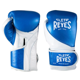 Боксерские перчатки Cleto Reyes High Precision Leather Training Gloves Metallic Blue White