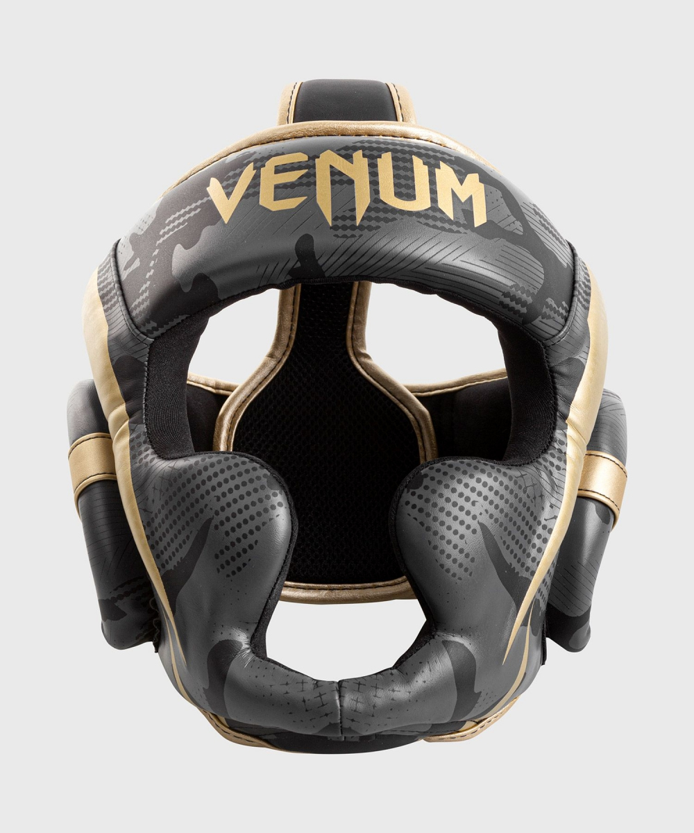 Шлем Venum Elite Headgear Dark Camo Gold