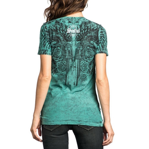 Двусторонняя футболка Sinful By Affliction Fruitful V-neck Tee купити