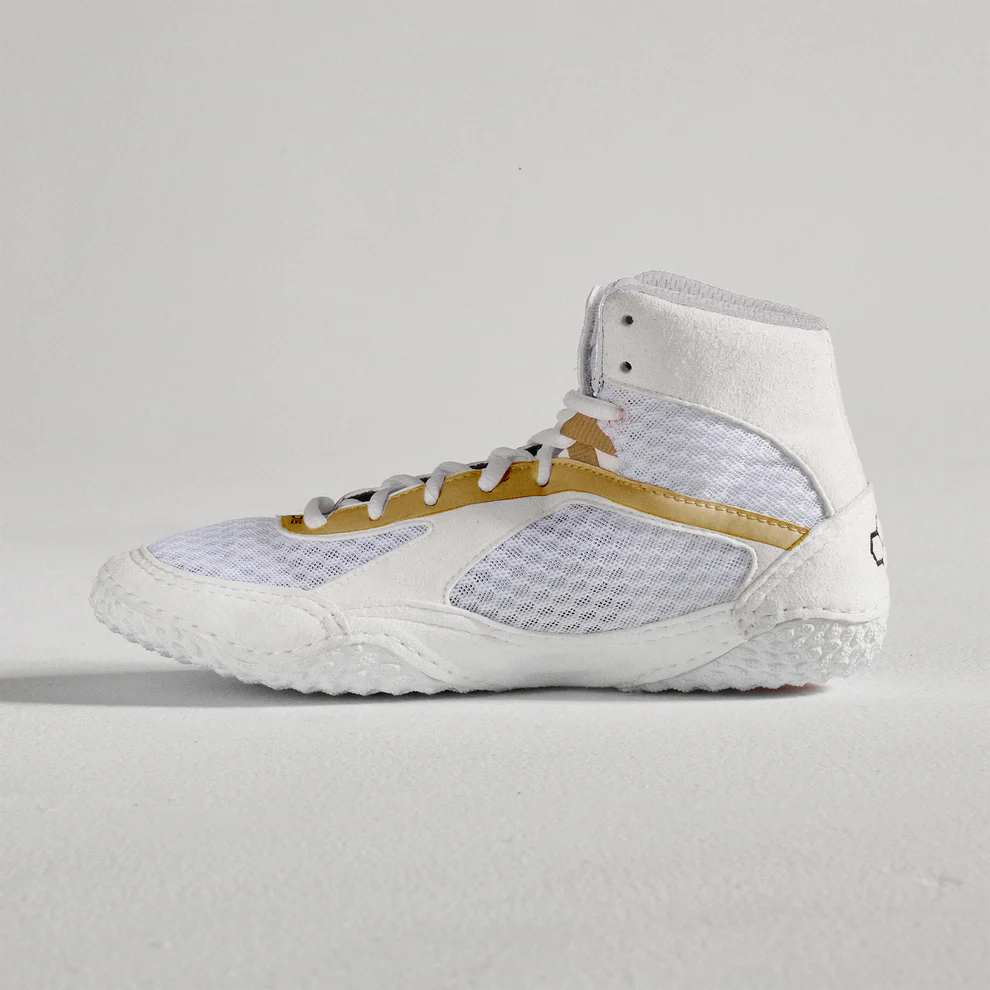 Rudis Alpha 2.0 Jordan Burroughs Edition Youth Wrestling Shoes White Gold photo