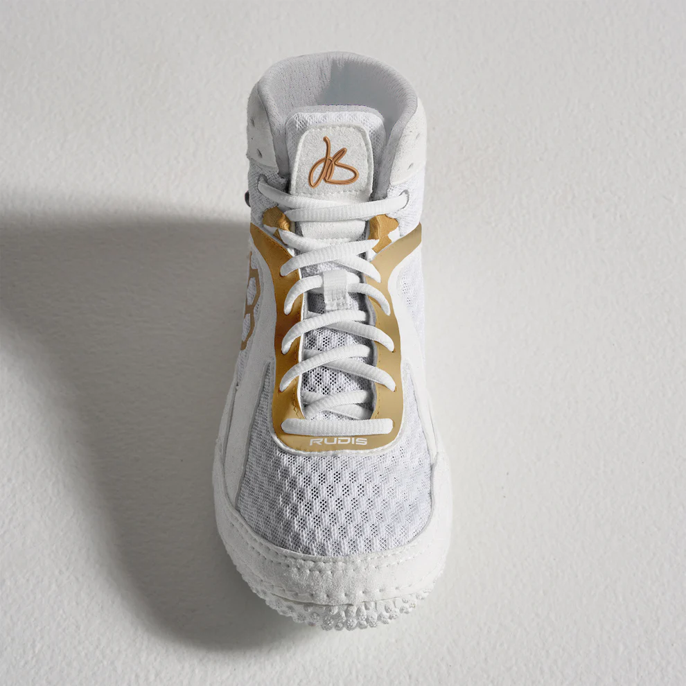 Rudis Alpha 2.0 Jordan Burroughs Edition Youth Wrestling Shoes White Gold size