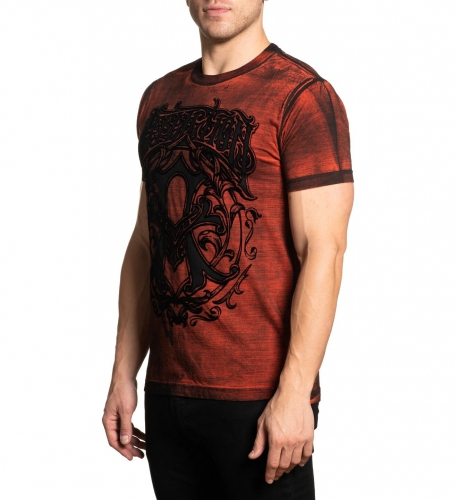 Affliction Iconic Steel SS Tee Indian Red T-shirt price