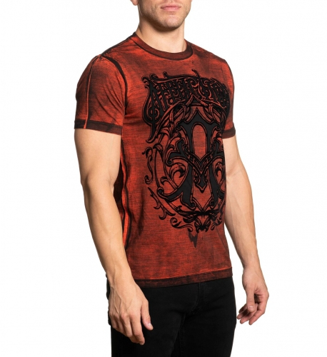 Affliction Iconic Steel SS Tee Indian Red T-shirt photo