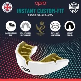 Капа с индивидуальной подгонкой OPRO Instant Custom Fit Jaws Red White Gold, Фото № 3