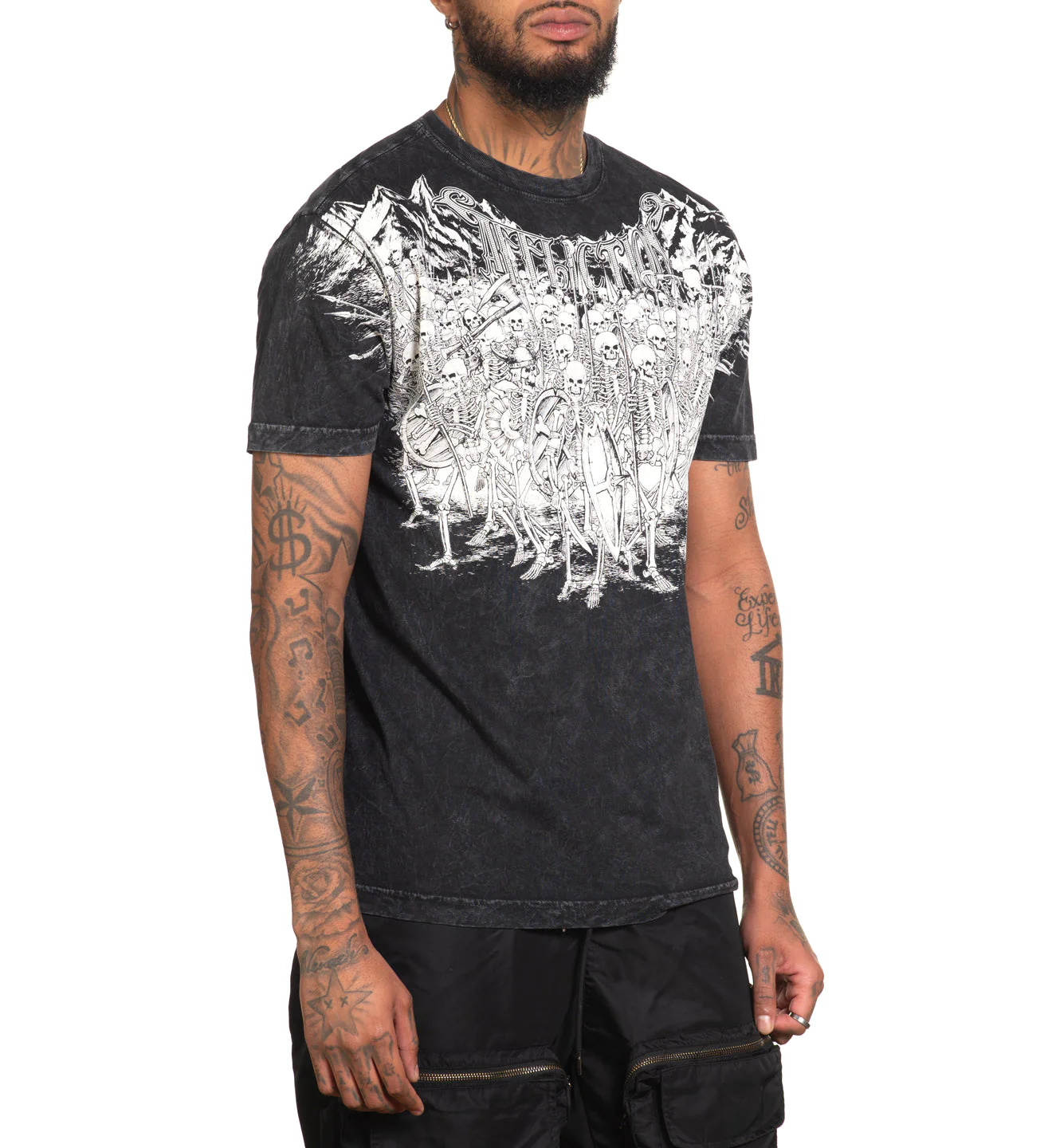 Affliction Army A26069 Black Lava Wash T-shirt price