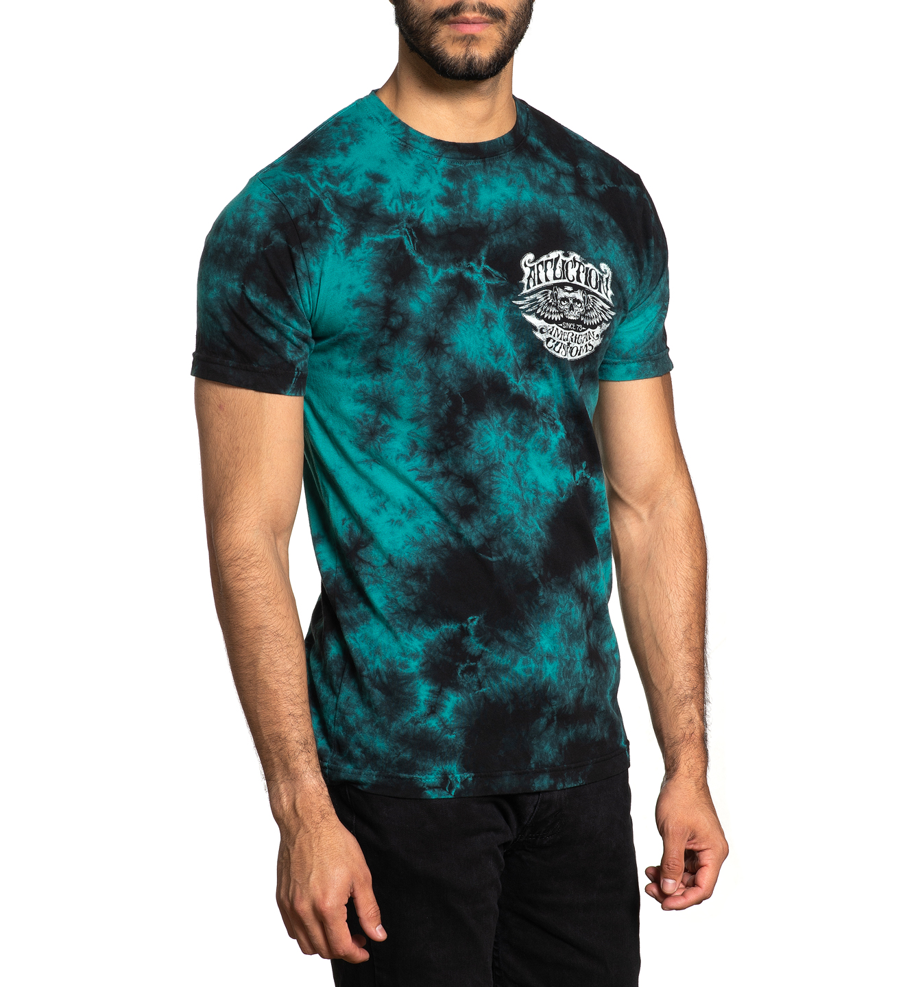 Футболка Affliction Long Road A24543 Teal Lightning Wash фото