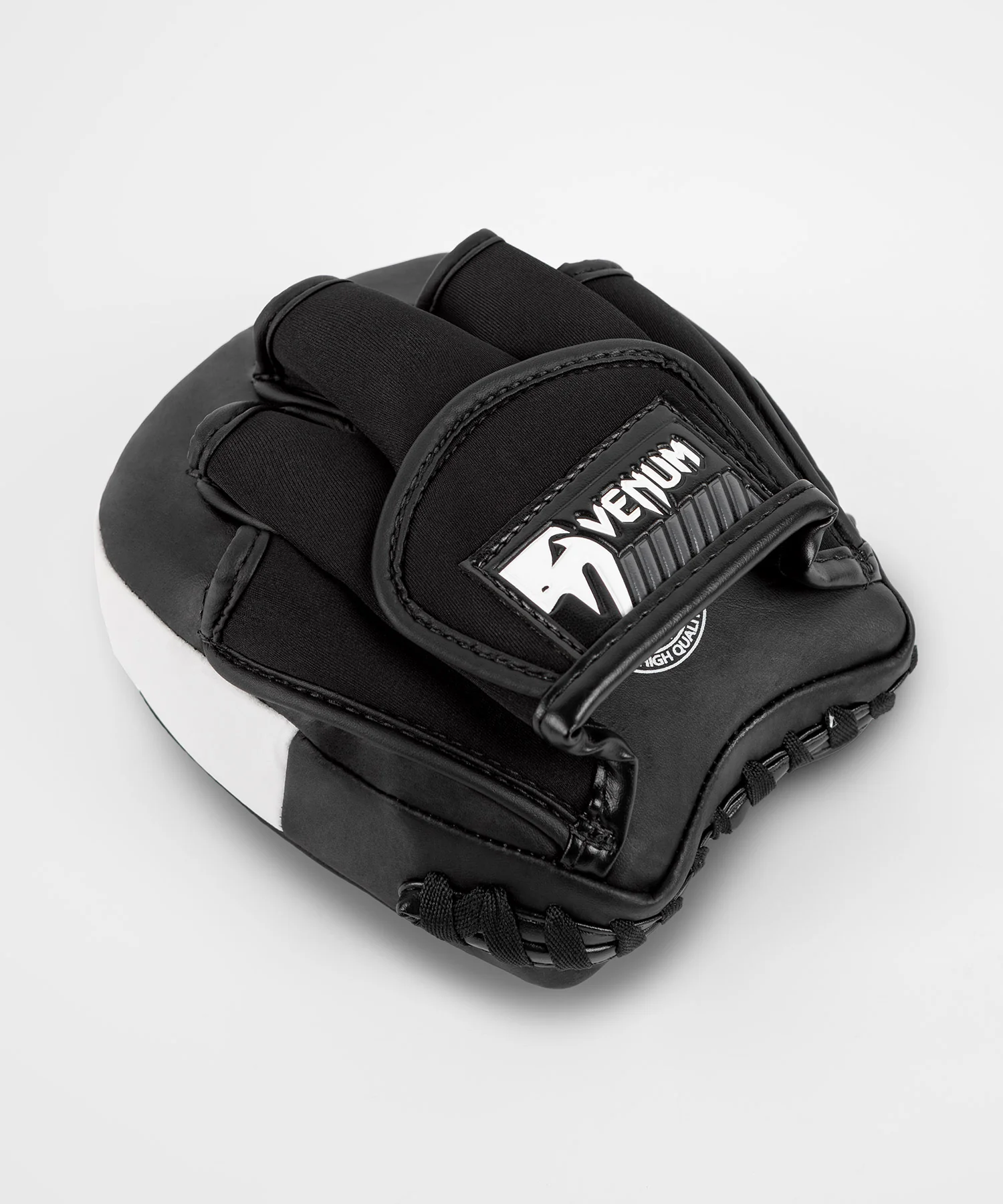 Venum Elite Thick Coaching Mitts Leather Mini Black White photo