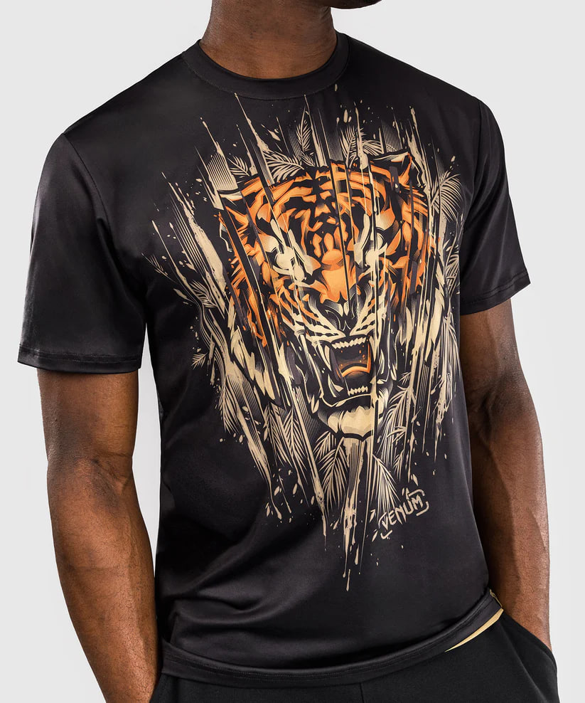 Футболка Venum Tiger Mens Dry Tech T-Shirt Black Neon Orange купить