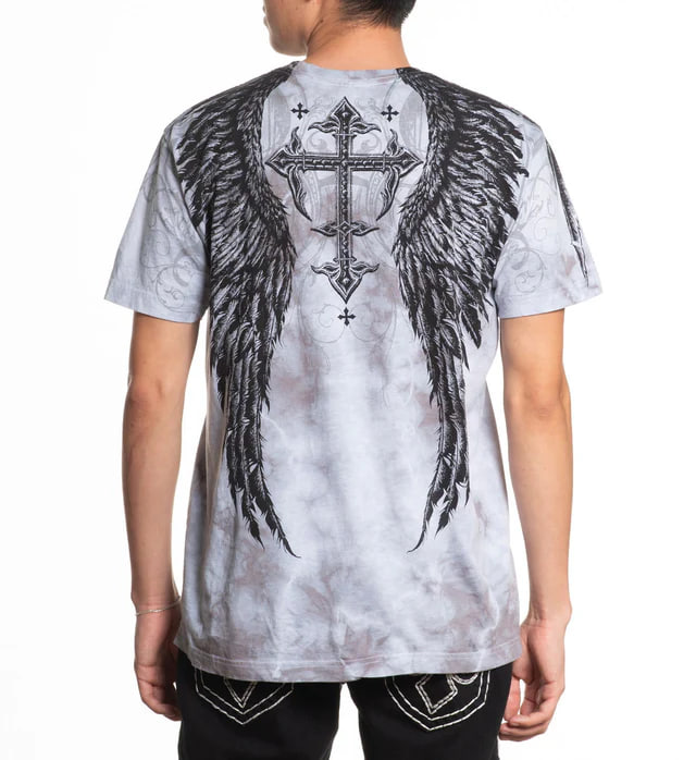 Футболка Affliction Death Eyes Tee Ligth Grey Crystal Wash купити