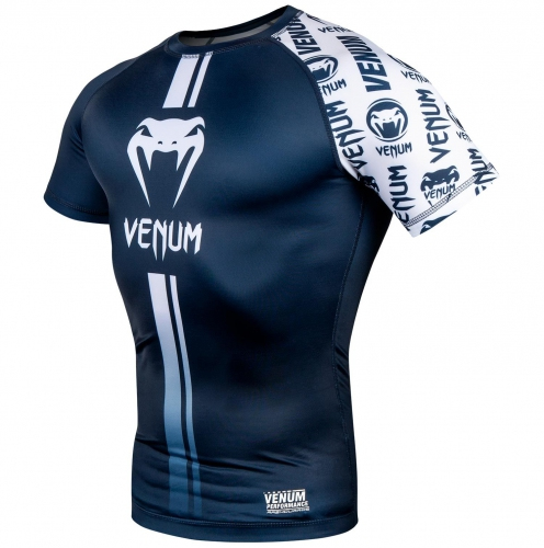 Рашгард Venum Logos Short Sleeves Rashguard Navy Blue White купити