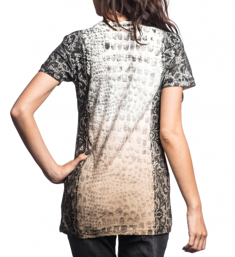 Жіноча футболка Sinful By Affliction Silver Canyon White-Desert Sand Dip Dye купити