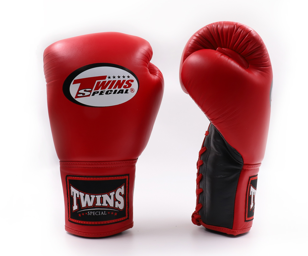 Боксерские перчатки Twins Lace Up Boxing Gloves BGLL1 Red Black купить