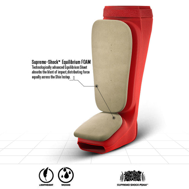 Захист гомілки RDX Hosieri Shin Instep Guard Red White ціна