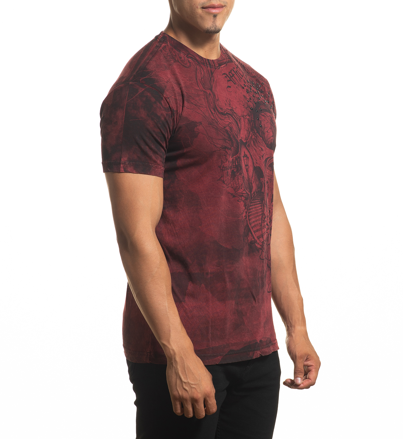 Affliction Phychosis A24332 Burnt Red Lava Wash T-shirt price