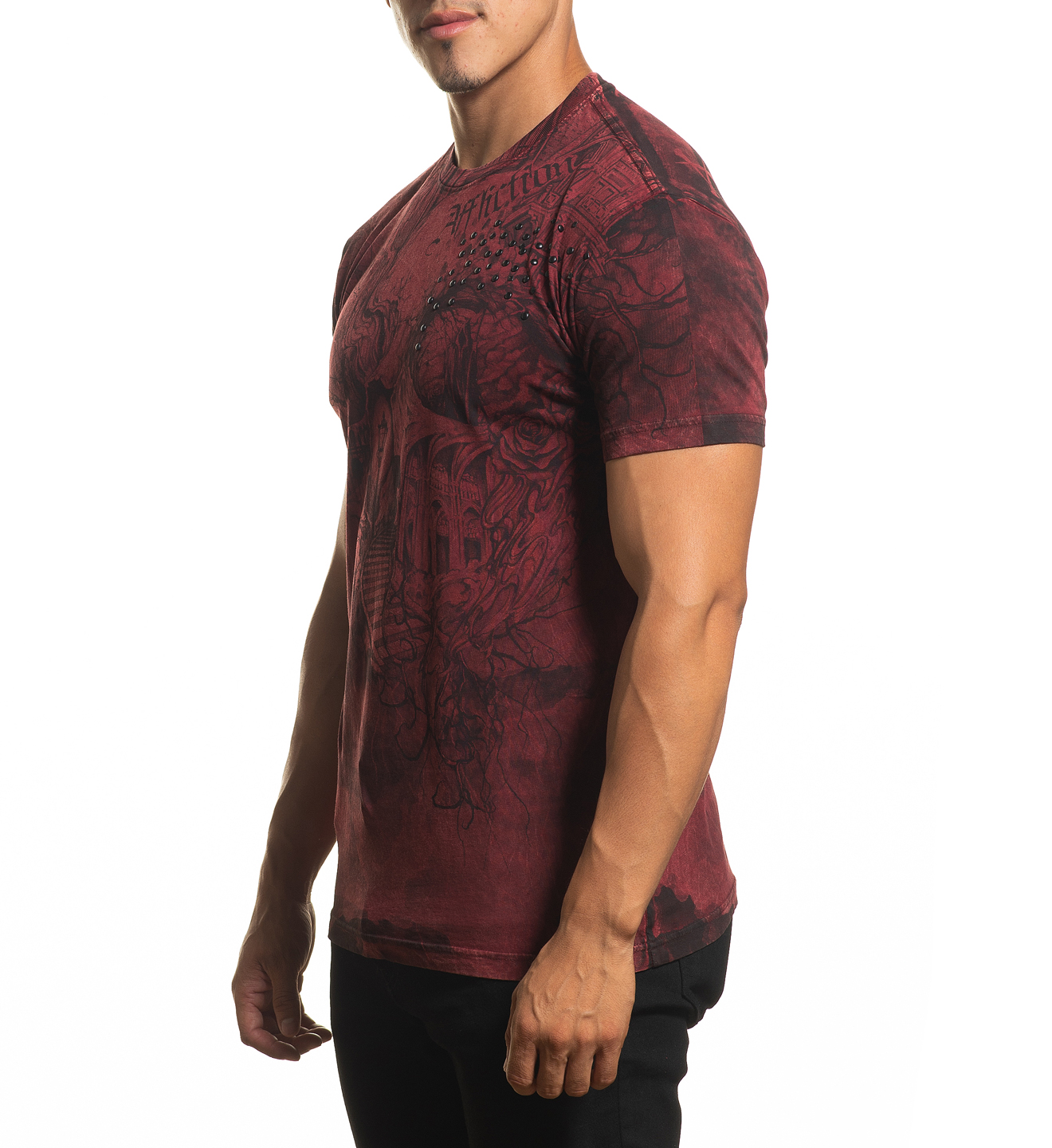 Affliction Phychosis A24332 Burnt Red Lava Wash T-shirt photo