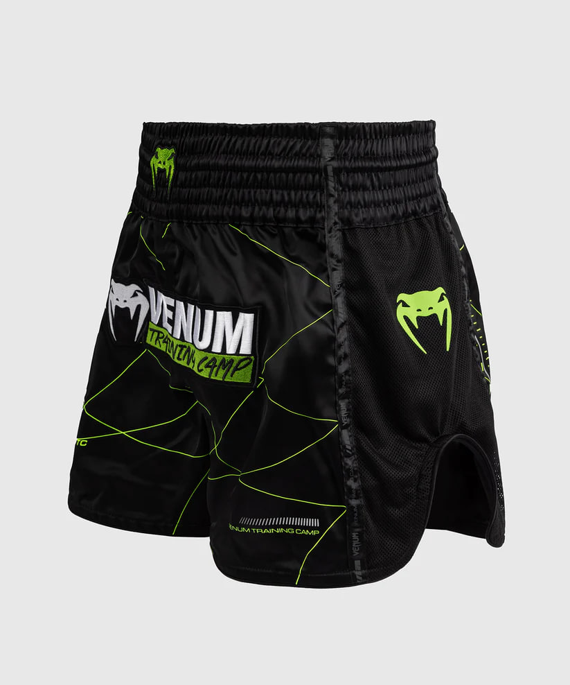 Тайськие шорты Venum Training Camp 4.0 Muay Thai Shorts - Black/Neon Green купить