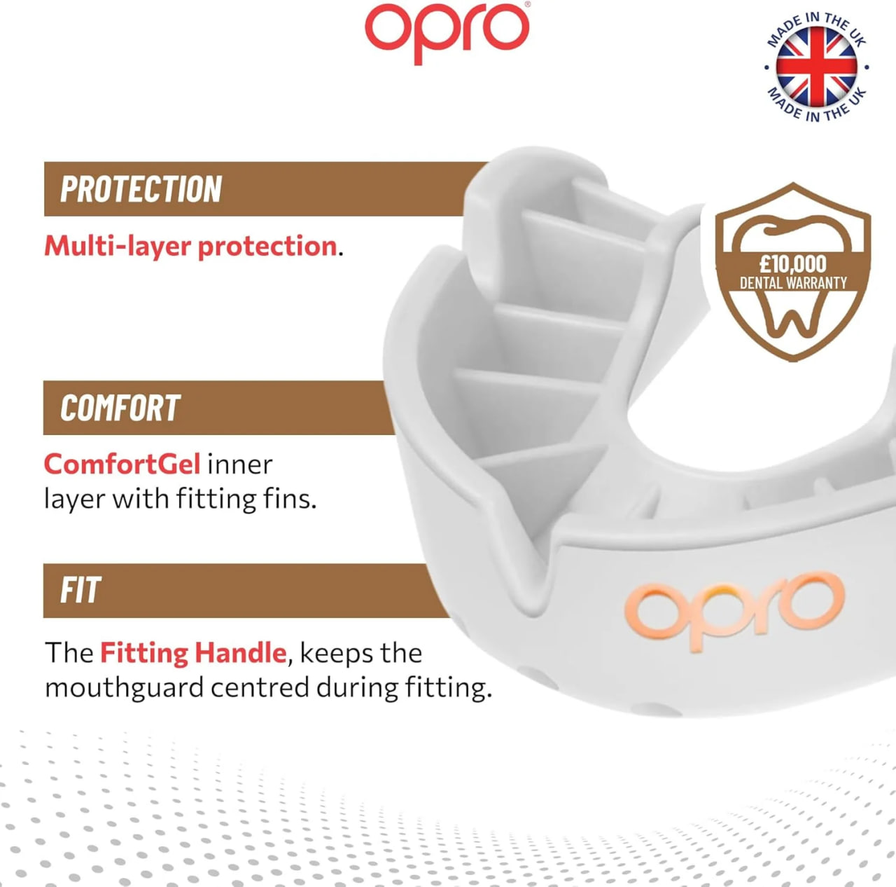 Дитяча капа OPRO Bronze Level White Mouthguard Youth купити