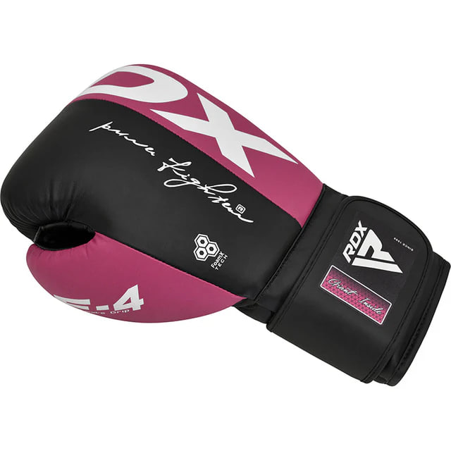 Боксерські рукавиці RDX F4 Boxing Gloves Hook & Loop Pink Black ціна