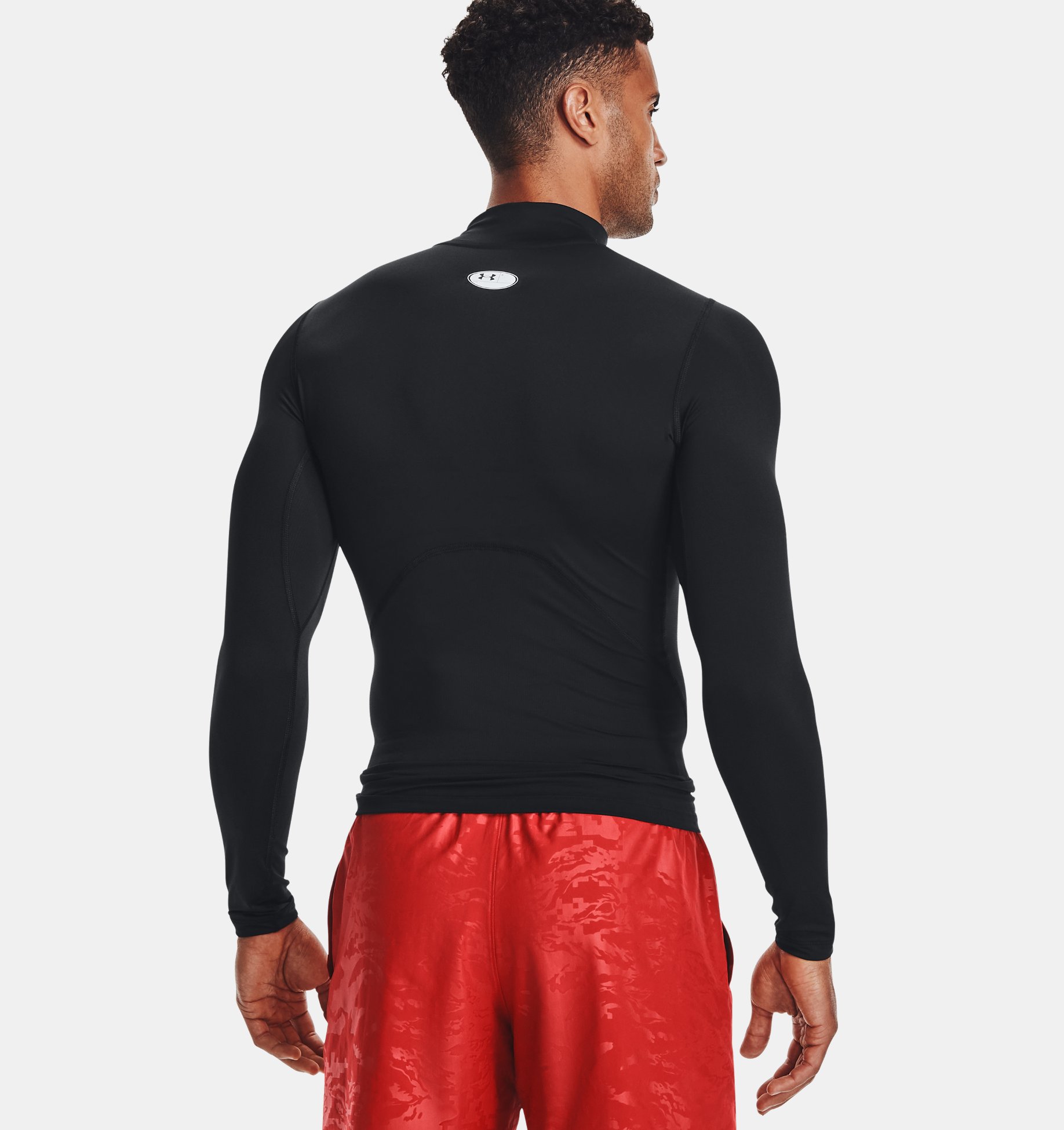 Mens Compression Long Sleeve HeatGear® Mock Black White photo