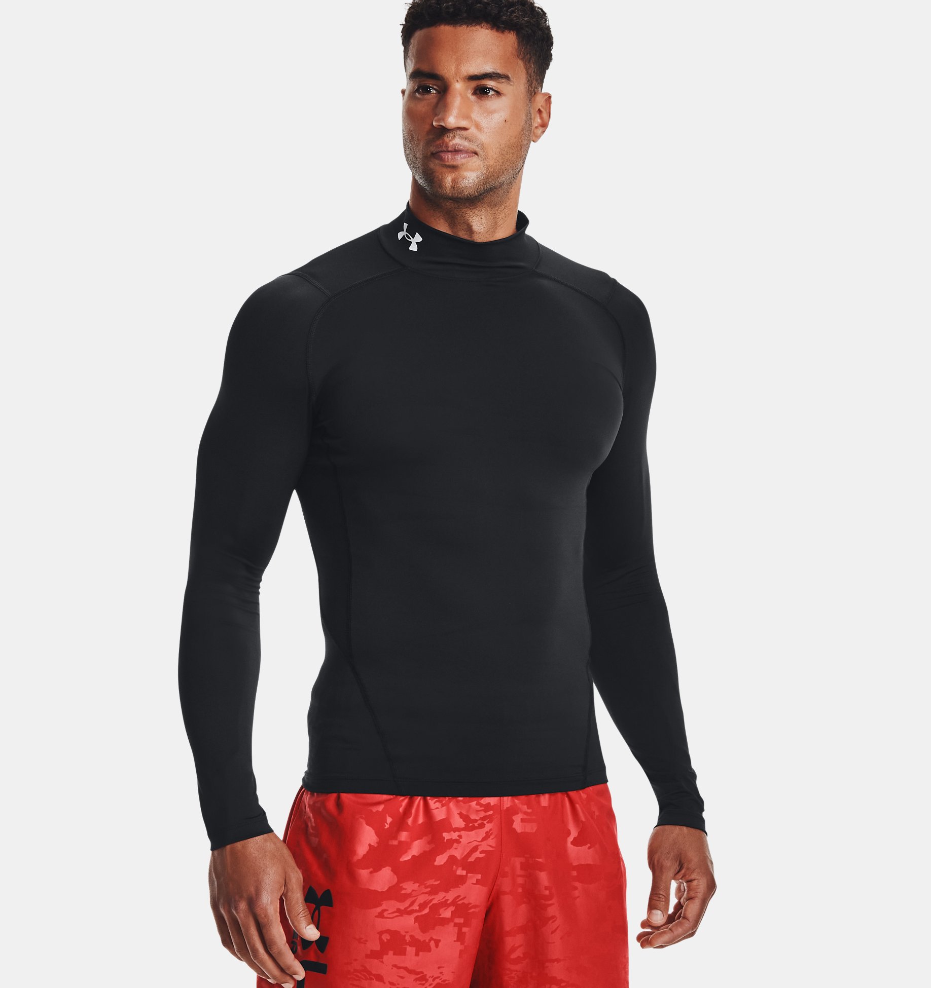 Mens Compression Long Sleeve HeatGear® Mock Black White price