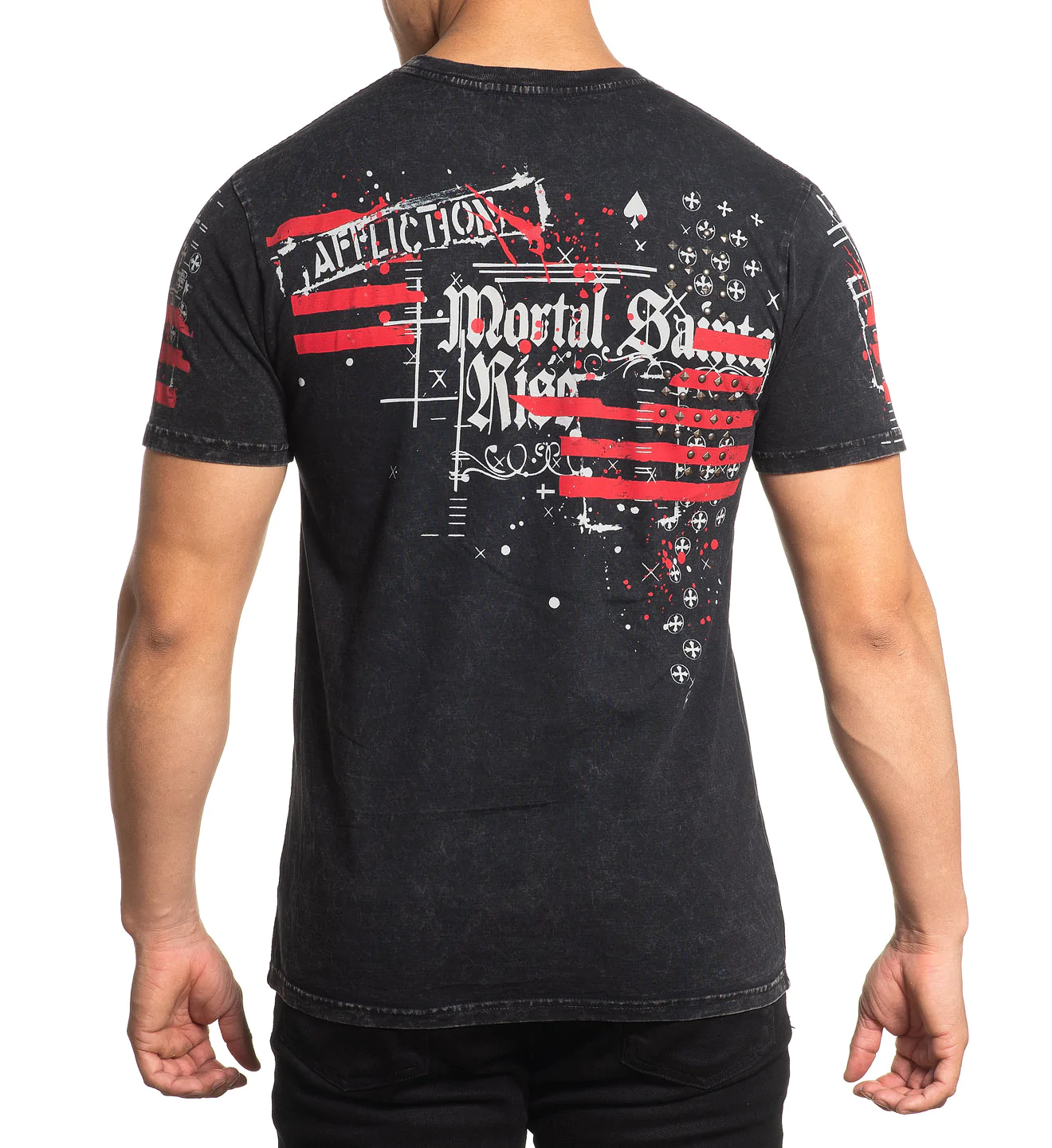 Футболка Affliction Mortal Saints Tee Black Lava Wash купити