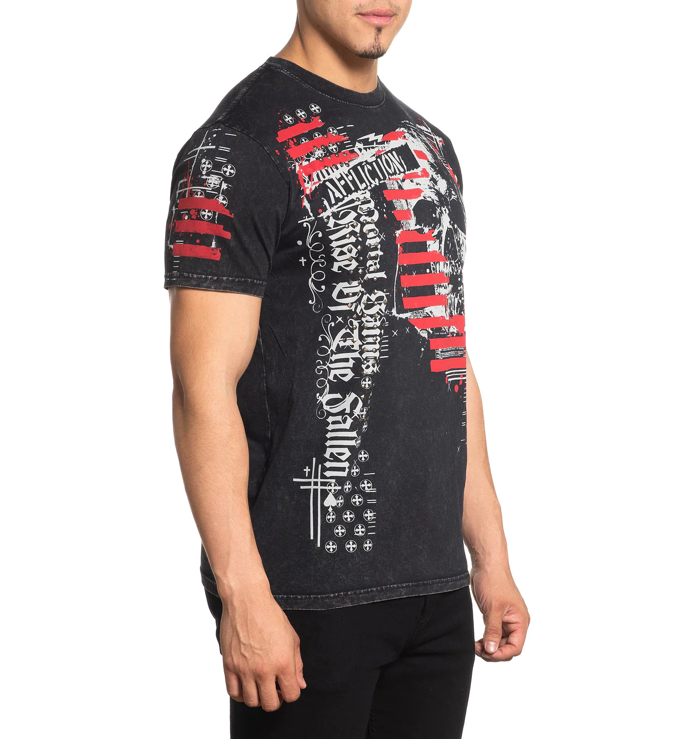 Футболка Affliction Mortal Saints Tee Black Lava Wash ціна