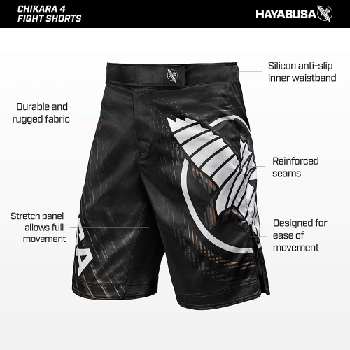 Hayabusa Chikara 4 Fight Shorts - Black photo
