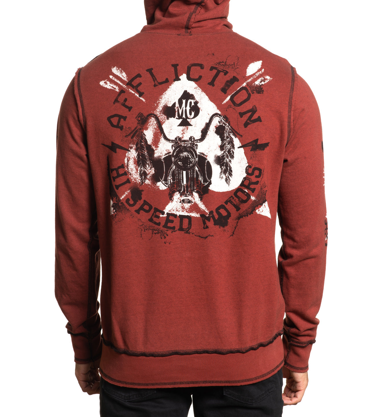 Худі Affliction Concrete Rev.Zip Hood Black Red Ochre купити