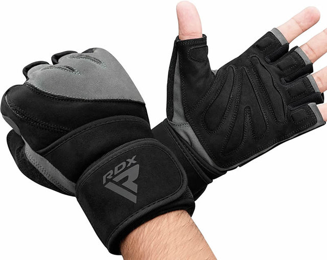 Рукавички для спортзалу RDX L4 Open Finger Weightlifting Gym Gloves Grey фото