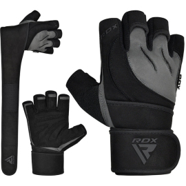 Рукавички для спортзалу RDX L4 Open Finger Weightlifting Gym Gloves Grey, Фото № 5