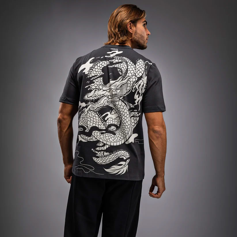 Футболка Venum Dragon’s Flight Men’s T-Shirt Charcoal Grey Cream White купити