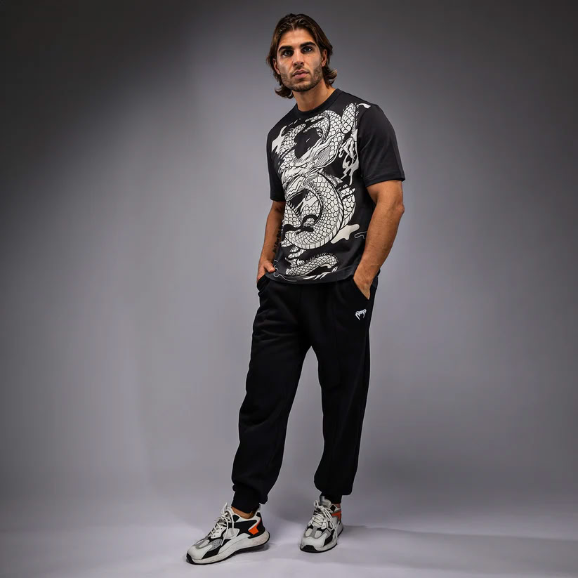 Футболка Venum Dragon’s Flight Men’s T-Shirt Charcoal Grey Cream White ціна