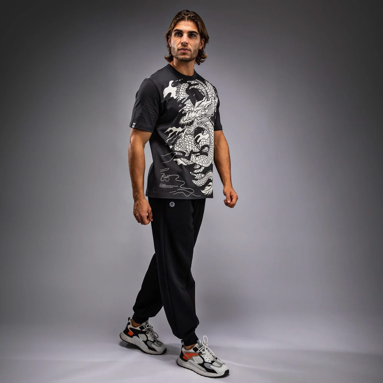 Футболка Venum Dragon’s Flight Men’s T-Shirt Charcoal Grey Cream White вартість