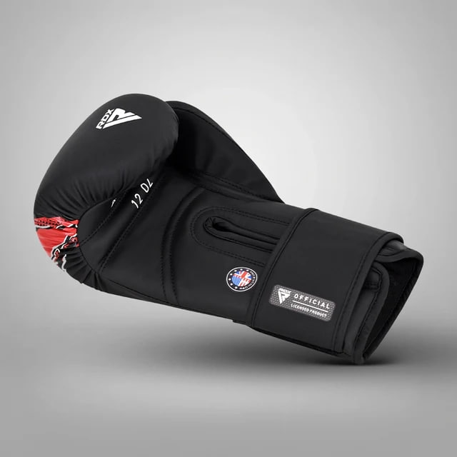 Боксерські рукавиці RDX F-17 Aura Plus Boxing Gloves Black Red фото