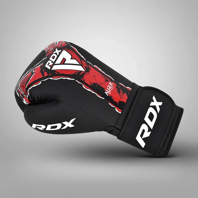 Боксерські рукавиці RDX F-17 Aura Plus Boxing Gloves Black Red ціна