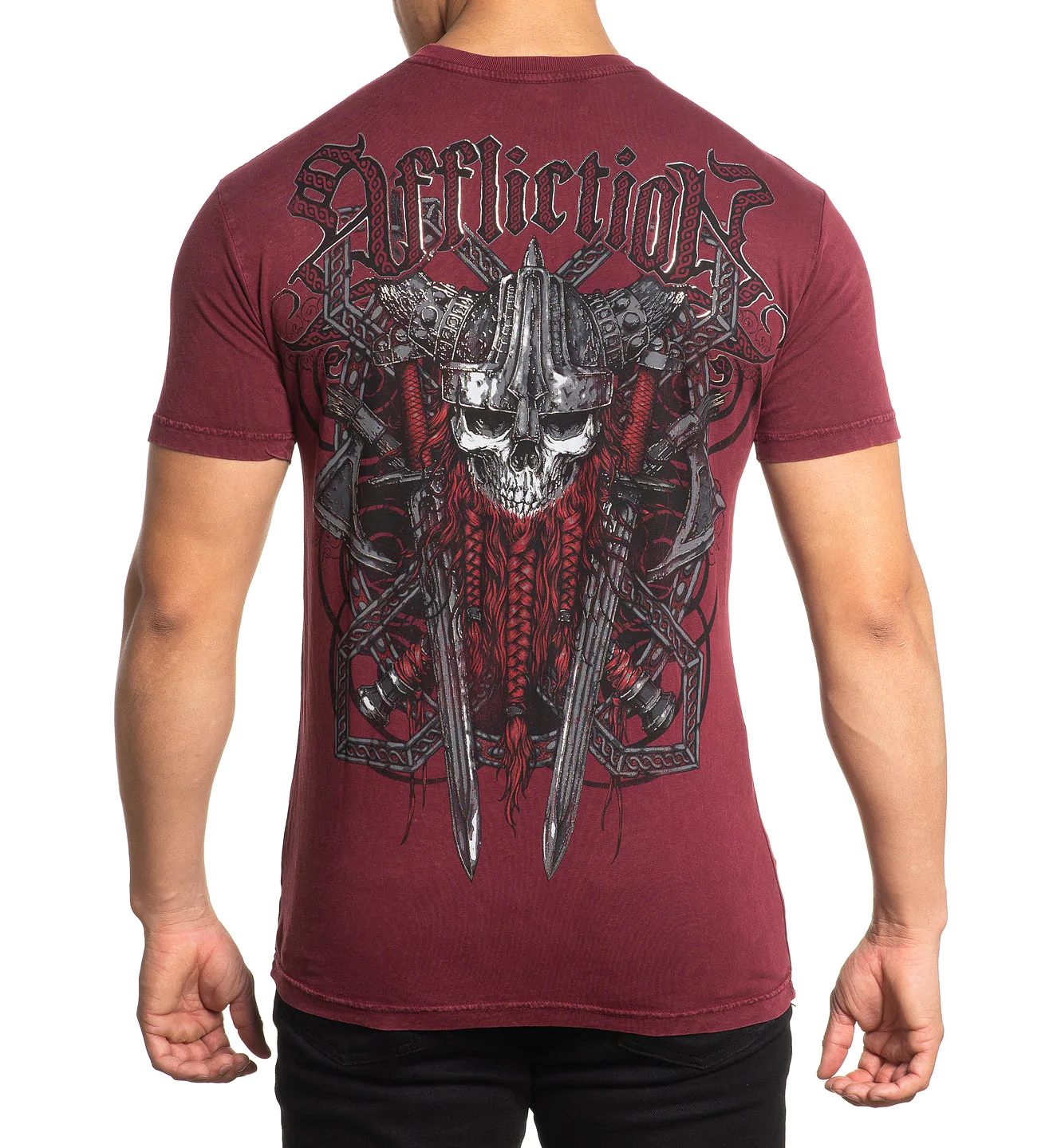 Футболка Affliction Norheim Tee Burgundy Lava Wash купити