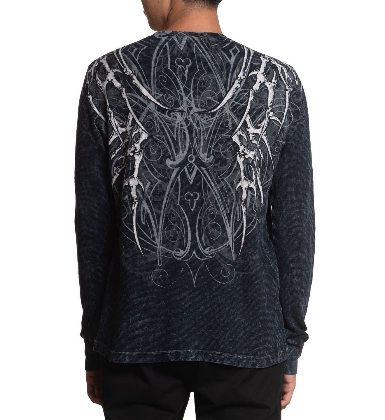 Affliction Skeleton Thermal Black Lava Wash long sleeve buy