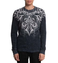 Affliction Skeleton Thermal Black Lava Wash long sleeve