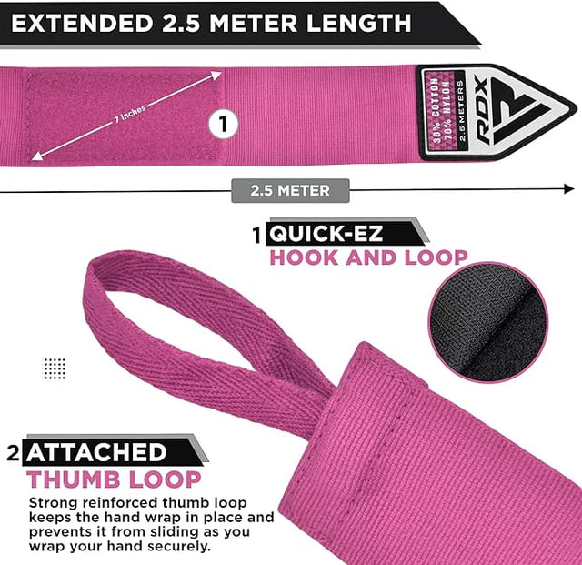 Бинти RDX Boxing Hand Wraps 2.5 Metter Pink ціна