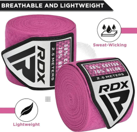 Bandages RDX Boxing Hand Wraps 2.5 Metter Pink