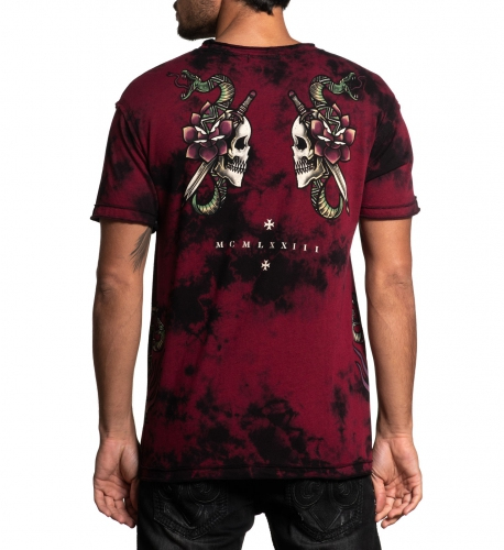 Affliction Medusa`s Revenge SS Rev Tee Burgandy Black price